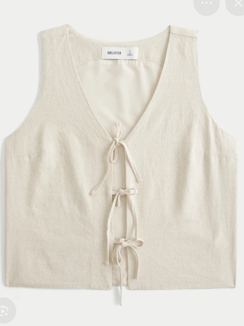Hollister Cream Tie-Front Linen-Blend Tank Vest
